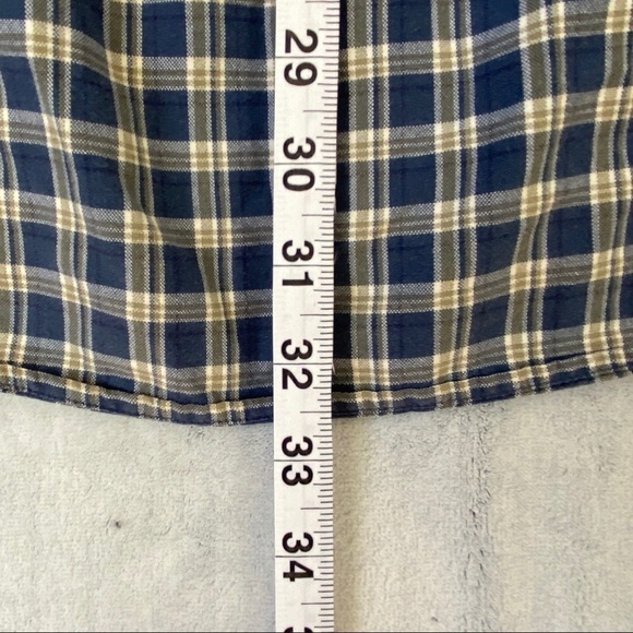 Eddie Bauer Short Sleeve Shirt Mens Large 100% Cotton Button Down Blue Plaid - Picture 6 of 11